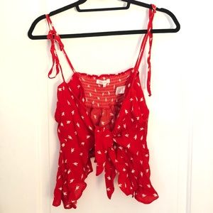 Red front tie top